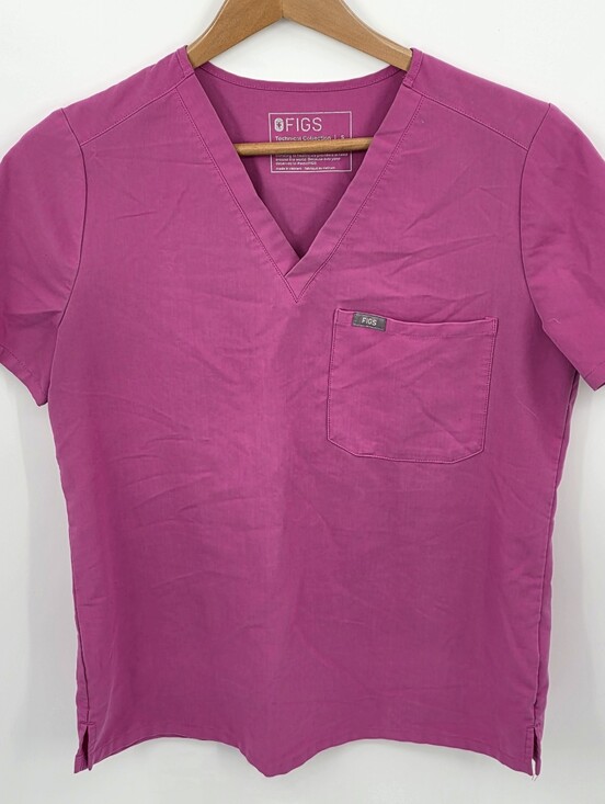 Figs Tops - Figs Scrub Top Catarina One Pocket Short Sleeve Pink Small S